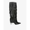 Steve Madden Womens Black Wanderlust Leather Boots Eur 40 / 7 Uk In Black