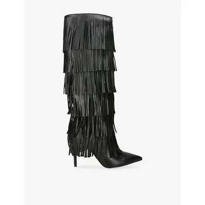 Steve Madden Womens Black Wanderlust Leather Boots Eur 40 / 7 Uk