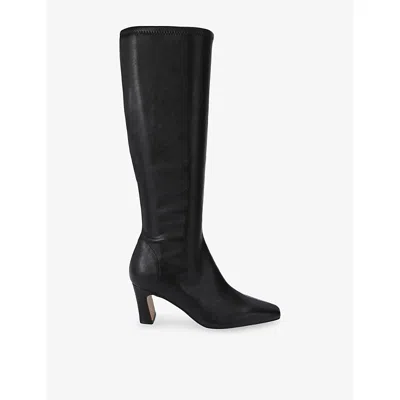 Steve Madden Womens Black Write Up Heeled Leather High-leg Boots Eur 39 / 6 Uk
