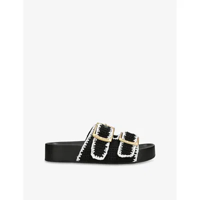 Steve Madden Womens Blk/white On Deck Raffia Sandals Eur 40 / 7 Uk