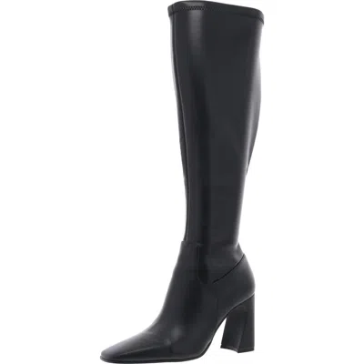 Steve Madden Womens Block Heel Man Made Knee-high Boots In Black