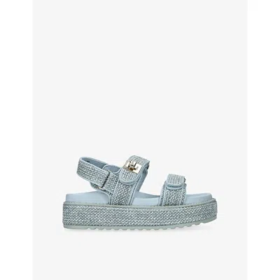 Steve Madden Womens Blue Bigmona Raffia Flat Sandals Eur 37 / 4 Uk