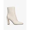 Steve Madden Womens Bone Lizabelle Leather Heeled Ankle Boots Eur 37 / 4 Uk In White