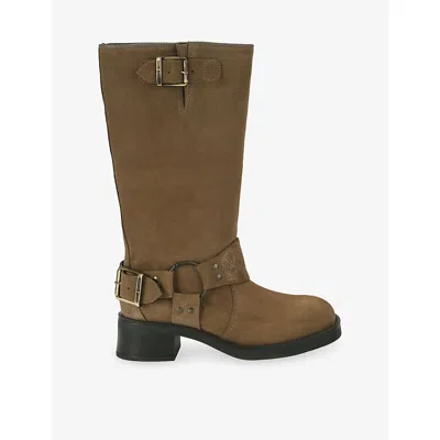 Steve Madden Womens Bonetta High-leg Suede Boots Taupe Eur 38/5 Uk