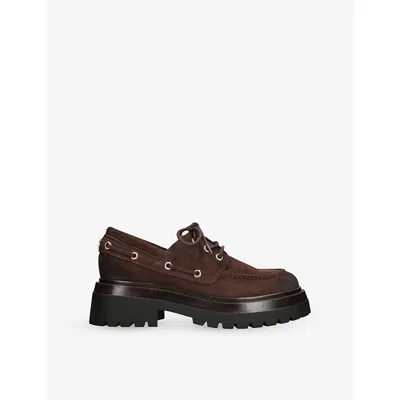 Steve Madden Womens Brown Detroit Lace-up Leather Loafers Eur 38/5 Uk In Burgundy