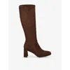 Steve Madden Womens Brown Holly Heeled Suede Knee-high Boots Eur 38/5 Uk In Brown