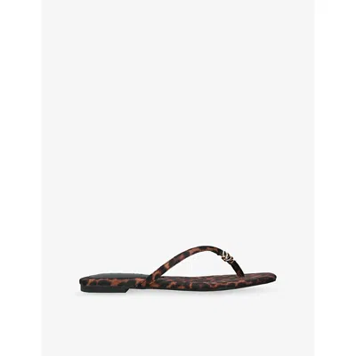 Steve Madden Womens Brown/oth Maliyah Leopard Flat Leather Sandals Eur 39 / 6 Uk In Multi