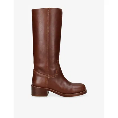 STEVE MADDEN WOMENS STEVE MADDEN RIGGS LEATHER KNEE-HIGH BOOTS