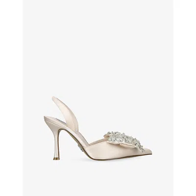 Steve Madden Womens Champagne Lovie Heeled Satin Pumps Eur 38/5 Uk In Neutral