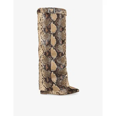 Steve Madden Womens Brown/oth Corenne Heeled Leather Knee-high Boots Eur 38/5 Uk In Multi