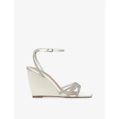 Steve Madden Womens  Aubri Satin Wedge Sandals In Gray