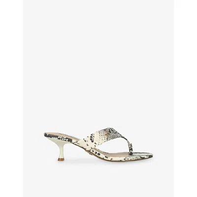 Steve Madden Womens Cream Comb Soundview 236 Heeled Leather Sandals Eur 41 / 8 Uk In Multi