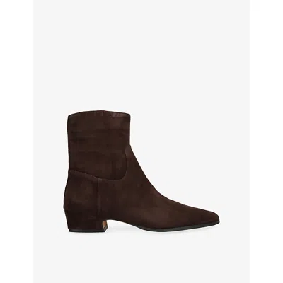 Steve Madden Womens Dark Brown Dusty Suede Heeled Ankle Boots Eur 41 / 8 Uk