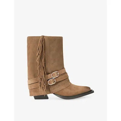 Steve Madden Womens Dark Brown Hadly Suede Western Boots Eur 38/5 Uk