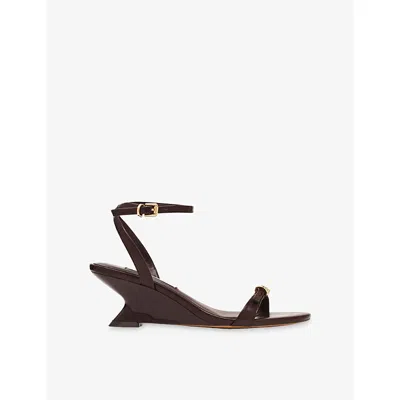 Steve Madden Womens Dark Brown Zaloma Faux-leather Wedge Sandals Eur 39 / 6 Uk