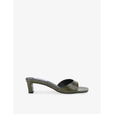 Steve Madden Womens Dark Green Hints Leather Mules Eur 39 / 6 Uk