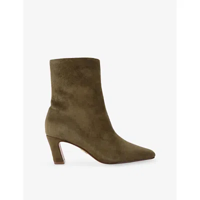 Steve Madden Womens Dark Green Willah Suede Heeled Ankle Boots Eur 36 / 3 Uk
