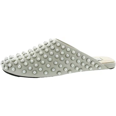 Steve Madden Womens Embellished Faux Leather Mules In Ivory