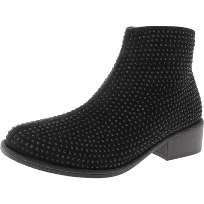 Steve Madden Womens Embellished Faux Suede Ankle Boots In Black