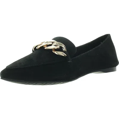 Steve Madden Womens Embellished Suede Loafers In Black