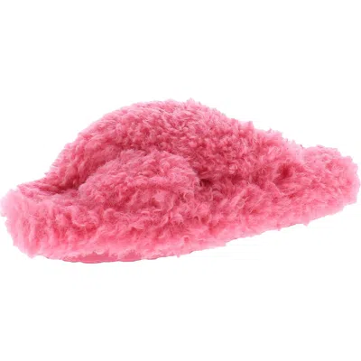 Steve Madden Womens Faux Fur Open Toe Flat Sandals In Pink