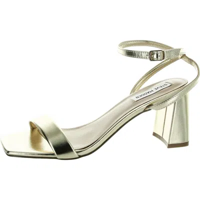Steve Madden Womens Faux Leather Ankle Strap Block Heel In Gold