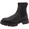 Steve Madden Womens Faux Leather Block Heel Chelsea Boots In Black