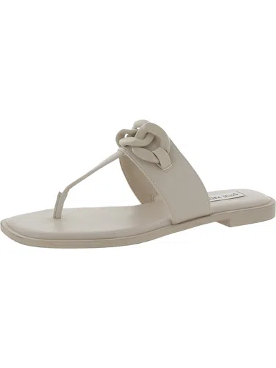 Steve Madden Womens Faux Leather Thong Sandals In Beige