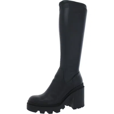 Steve Madden Womens Faux Leather Zipper Knee-high Boots In Black