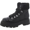 Steve Madden Womens Faux Suede Block Heel Shearling Boots In Black