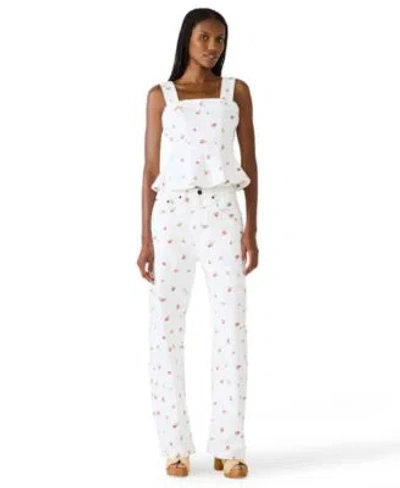 Steve Madden Womens Fiorella Square Neck Top Sydnee Barrel Jeans In White