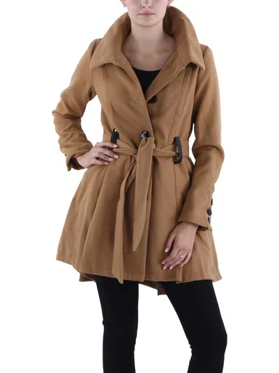 Steve Madden Womens Fleece Lightweight Overcoat In Brown