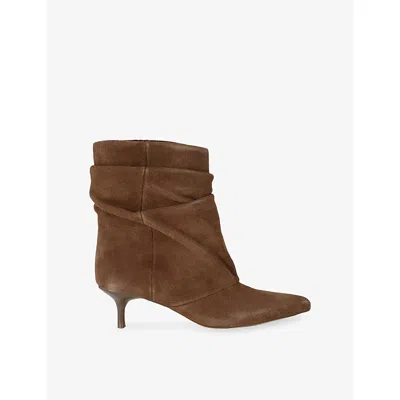 Steve Madden Womens Flux Suede Heeled Ankle Boots Mid Brown Eur 37 / 4 Uk