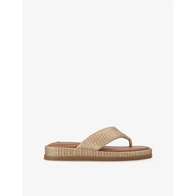 Steve Madden Womens Gold Bella Metallic-woven Sandals Eur 37 / 4 Uk In Neutral