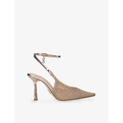 Steve Madden Womens Gold Comb Ascension Heeled Woven Sling-back Courts Eur 39 / 6 Uk In Blue