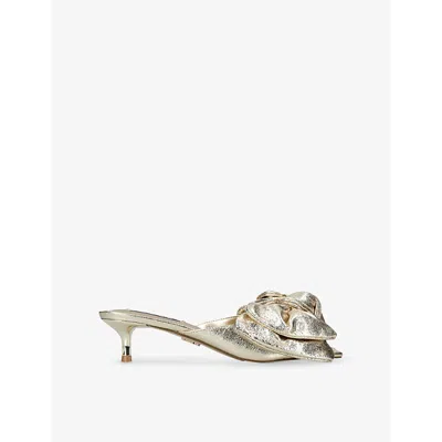 Steve Madden Womens Kit Bow Metallic-leather Mules Gold