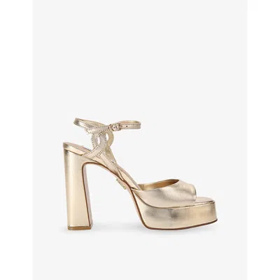 Steve Madden Womens Gold Miliana Heeled Leather Sandals Eur 40 / 7 Uk In Neutral
