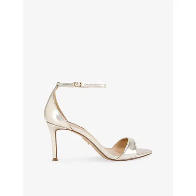 Steve Madden Womens Gold Nevina 45 Metallic Faux-leather Heeled Sandals Eur 38/5 Uk In Black