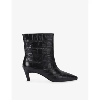 Steve Madden Womens Greed Heeled Leather Ankle Boots Black Eur 37 / 4 Uk