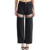 Steve Madden Taylor Rhinestone Trim Pants In Black