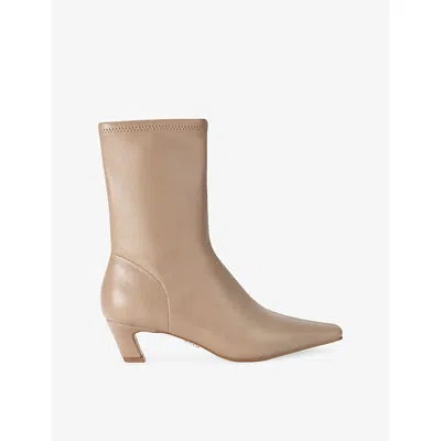 Steve Madden Womens Kimmens Heeled Faux-leather Ankle Boots Taupe Eur 36 / 3 Uk In Neutral