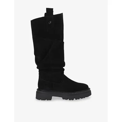 Steve Madden Womens Kiona High-leg Flat Suede Boots Black Eur 40 / 7 Uk