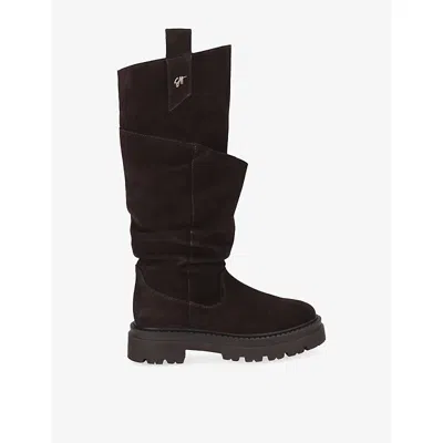 Steve Madden Womens Kiona High-leg Flat Suede Boots Dark Brown Eur 36 / 3 Uk