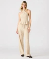 Steve Madden Womens Kosta Striped Halter Peplum Top Venetia Striped Pull On Pants In Neutral