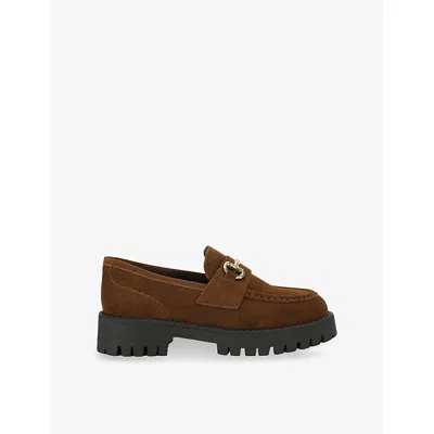 Steve Madden Womens Lando Horsebit Leather Loafers Mid Brown Eur 41 / 8 Uk