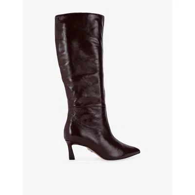 Steve Madden Womens Lavan Leather Heeled Knee-high Boots Wine Eur 38/5 Uk In Multi