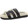 Shop Steve Madden Womens Leather Faux Fur Slide Sandals In Multi
