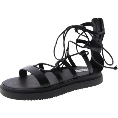 Steve Madden Womens Leather Strappy Gladiator Sandals In Black
