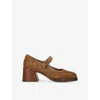 Steve Madden Womens Tan Lisbon-s Suede Block-heel Mary-jane Courts Eur 37 / 4 Uk In Brown