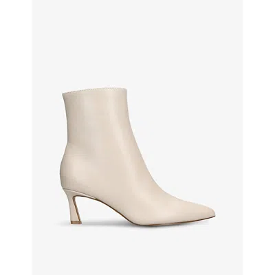 Steve Madden Womens White Lulah Angled-heel Leather Ankle Boots